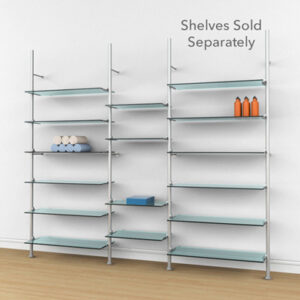 Three Section Shelving Display with 32 Shelve brackets- Aluminium